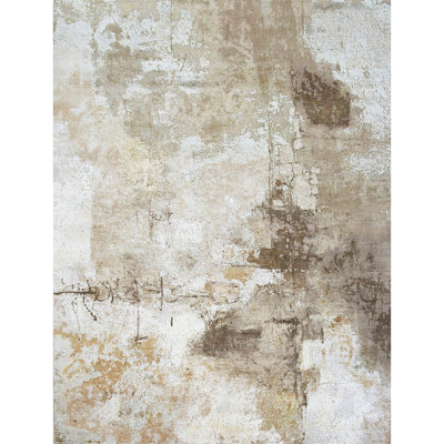 Abstract Area Rug in Beige And Brown