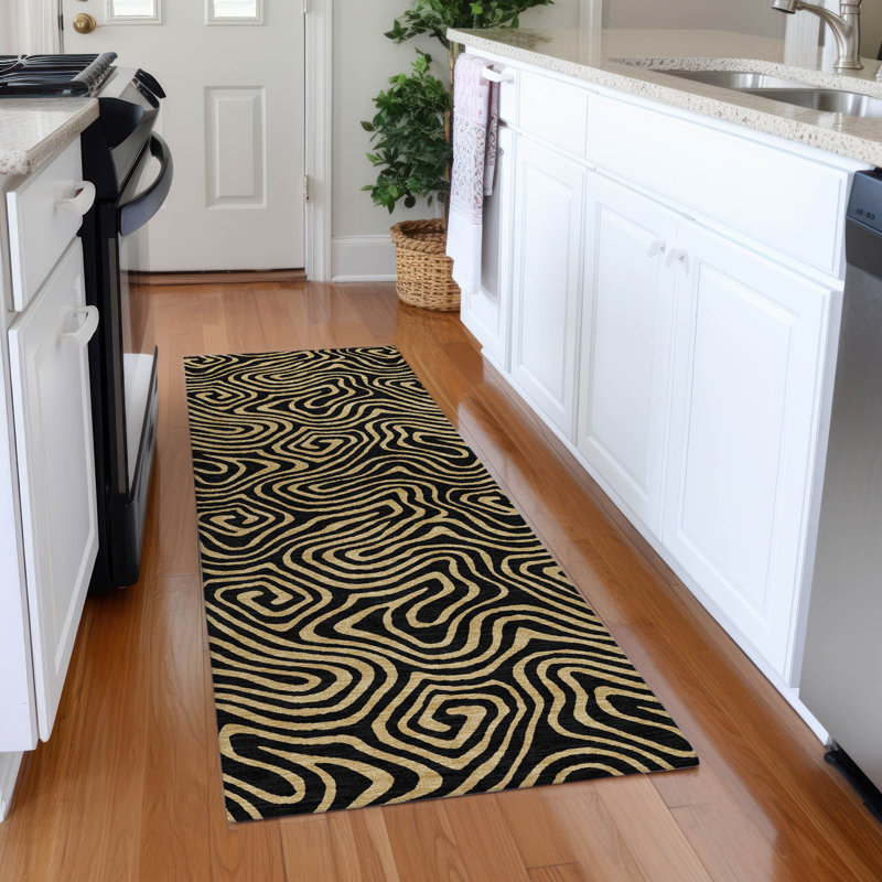 Premium Machine Washable Birchview AMF1031 Swirls Rug, Runner 2'3" x 7'6"