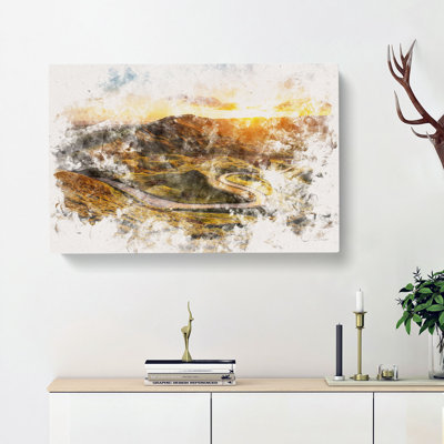 Mam Tor in the Peak District Watercolour - Wrapped Canvas
