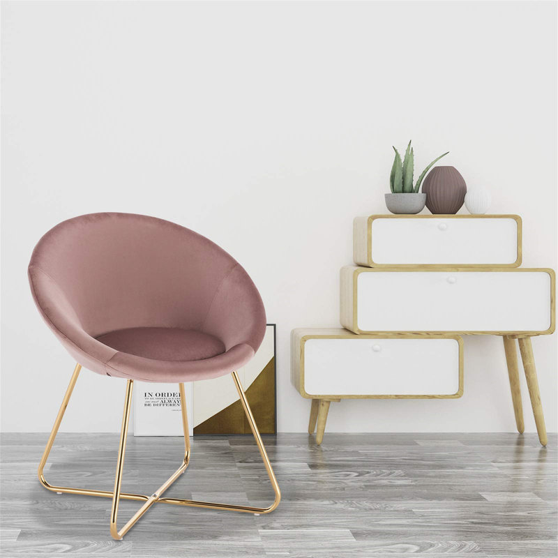 Azzouz 76cm H Metal Side Chair, Pink