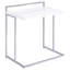 Table à collation rectangulaire blanche ultra brillante avec pieds en métal.