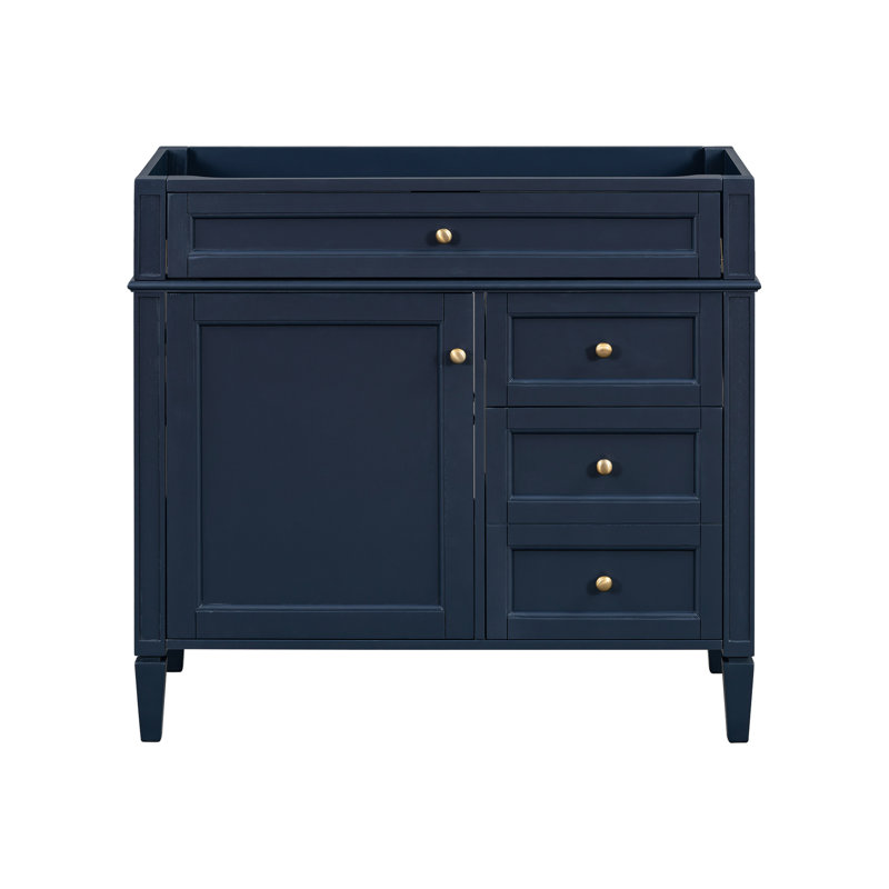 Meuble-lavabo de 36 po en bois massif - meuble-lavabo moderne avec 2 tiroirs, un tiroir basculant et une armoire robuste en bois