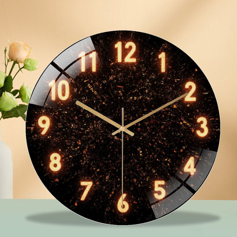 Horloge murale en verre Fiery Ember