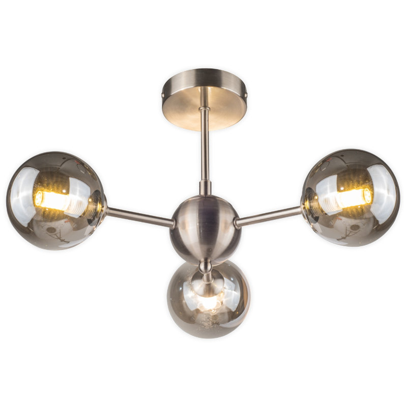 Rambrij Glass Semi Flush Mount, Satin/Chrome