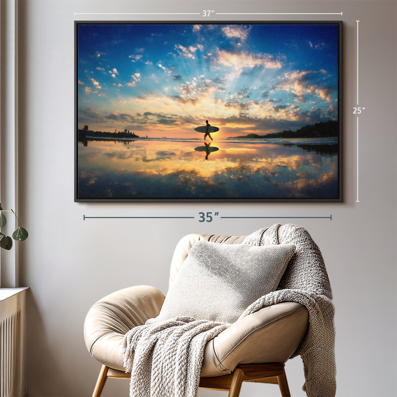 " Sunset Surfer Reflection ", 25" H x 37" W