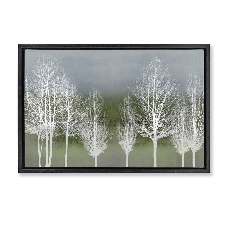 Cadre flottant White Tree Impressions, design par Kate Bennett, H 21 po x l 31 po, Cadre flottant noir de jais
