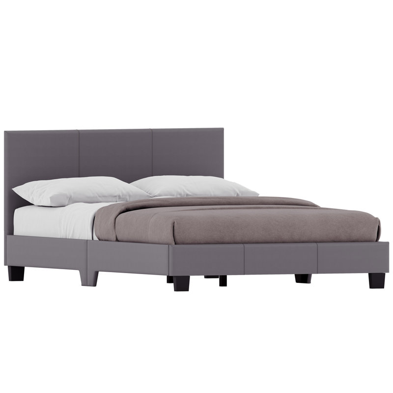 Scipio Upholstered Faux Leather Bed, UKFR Certified, Double (4'6), Grey