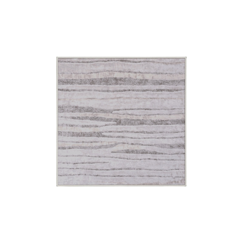 Machine Washable White Area Rug, Square 3'