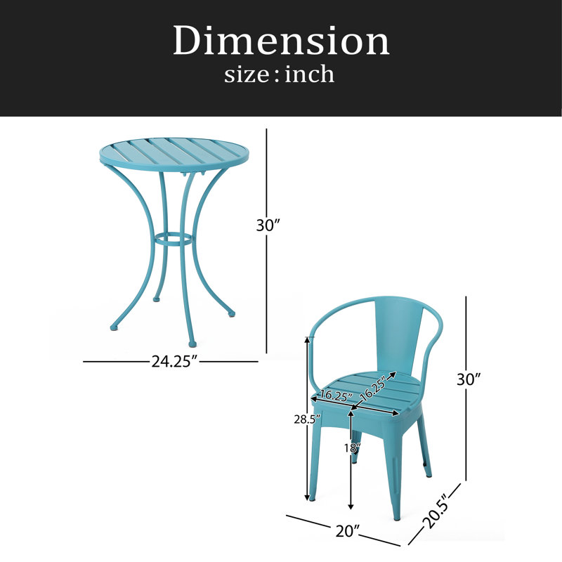 Ensemble de 3 pièces en métal Kd, Bleu