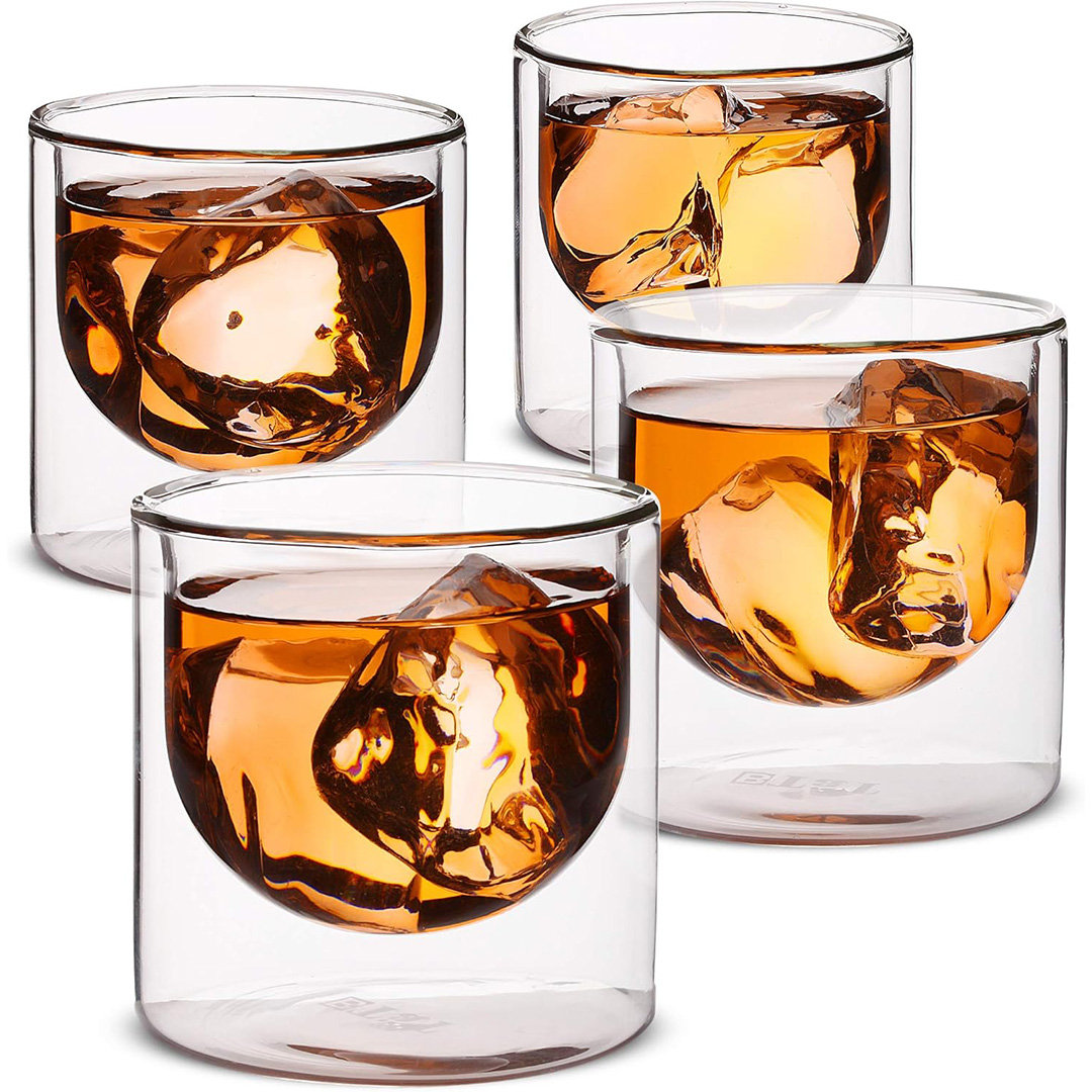 Orren Ellis Double wall glass, Set of 4, 5 oz (150 ml), Insulated Drinking Glasses, Espresso ...