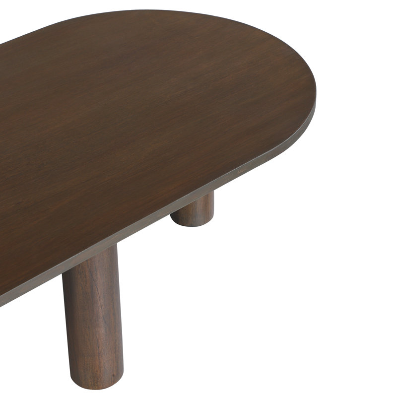 Table basse ovale en bois massif Toriano, Brun