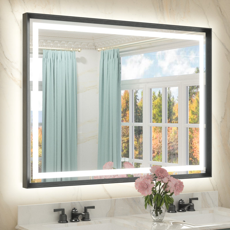 Miroir de salle de bain Dineen, Noir, 48 po x 36 po
