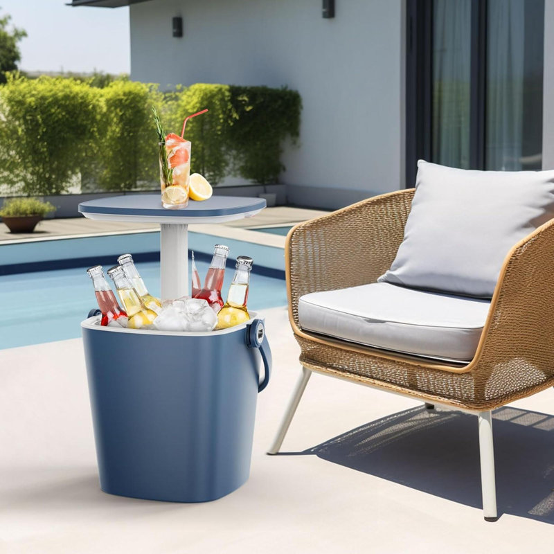Portable Ice Bucket Table For Parties 3 In1 Ice Cooler Cocktail Patio Cool Bar Table For Camping  Poolside Party
