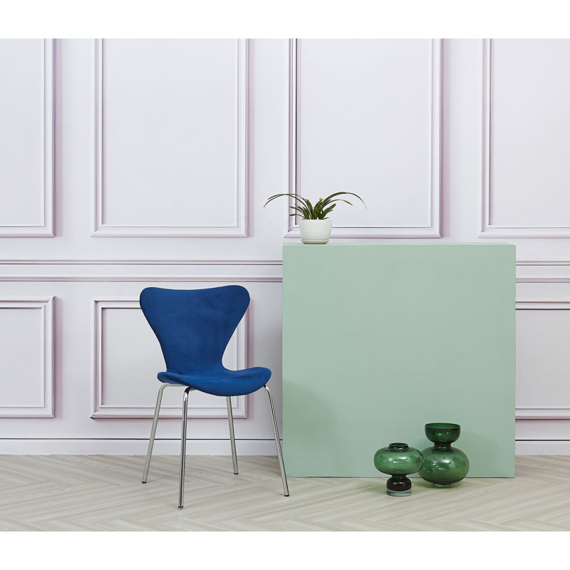 Shelby 47cm H Velvet Upholstered Side Chair, Navy Blue