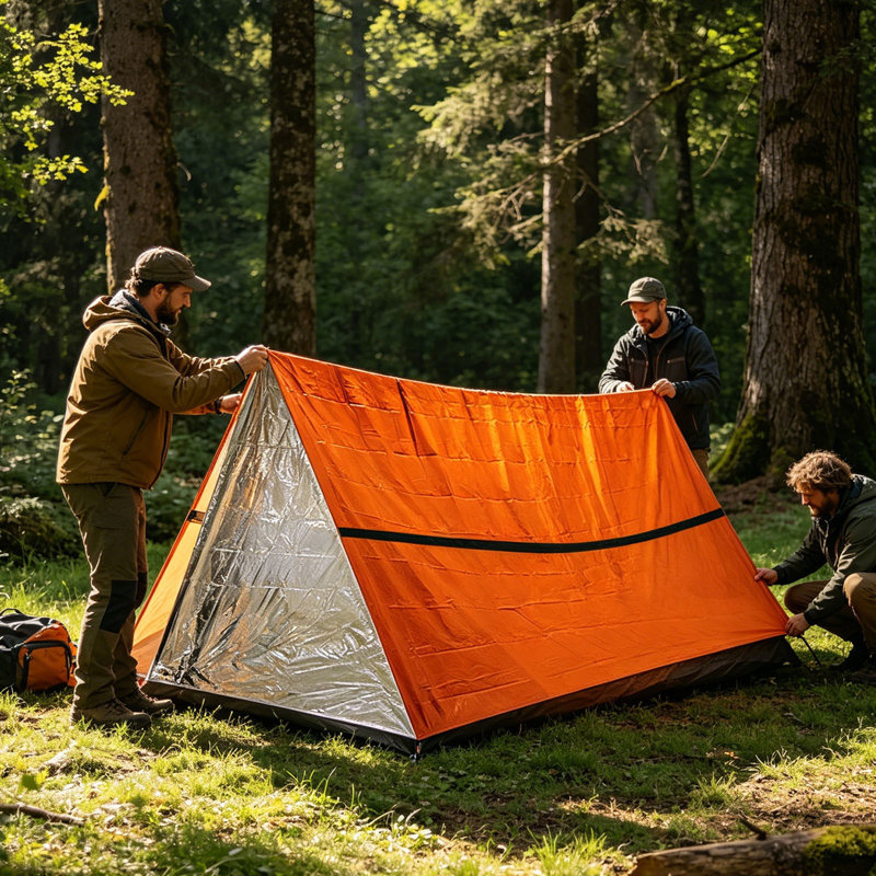 Tente triangulaire portative pour camping en plein air, Orange