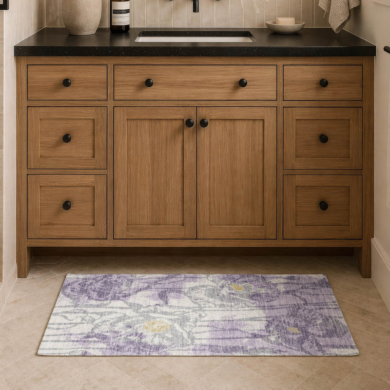 Machine Washable Indoor/Outdoor Chantille ACN2894 Floral Rug, 2'6" x 3'10", Lavender
