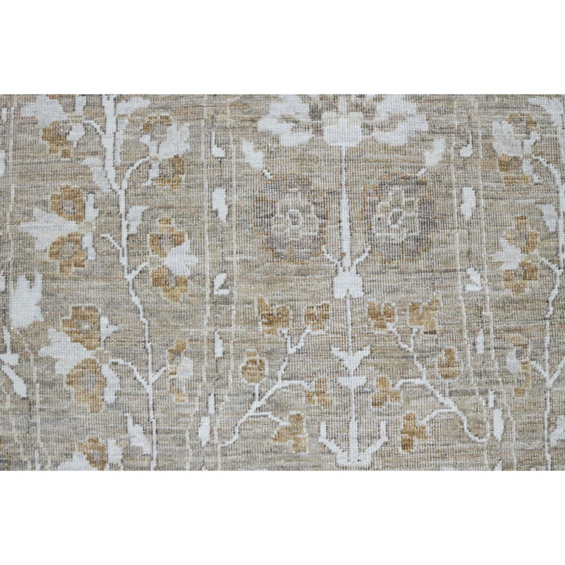 Hand Knotted Wool Area Rug in Taupe, Rectangle 5' x 8'