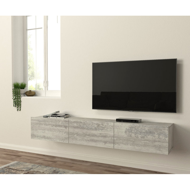 Eva 71'' W Floating Storage Credenza, Gray/White