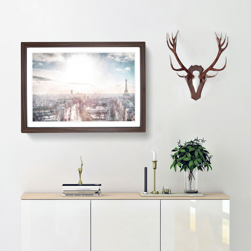Paris in Sunlight - Picture Frame Graphic Art Print, 62cm H x 87cm W x 2cm D, Walnut