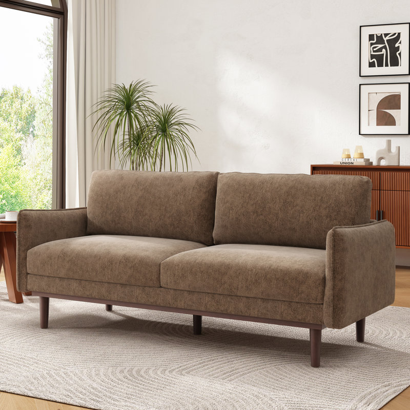 Canapé de causeuse de style moderne 75,75 "Canapé 2 places avec canapé spacieux pour le salon, brun, Chenille brun, Brun