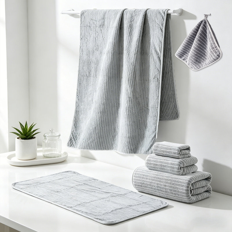 Ensemble de 6 serviettes de bain en microfibre grise 35 po x 70 po, à séchage rapide ultra doux et absorbant, 2 serviettes de bain, 2 mains, 2 débarbouillettes pour Spa Gym Home