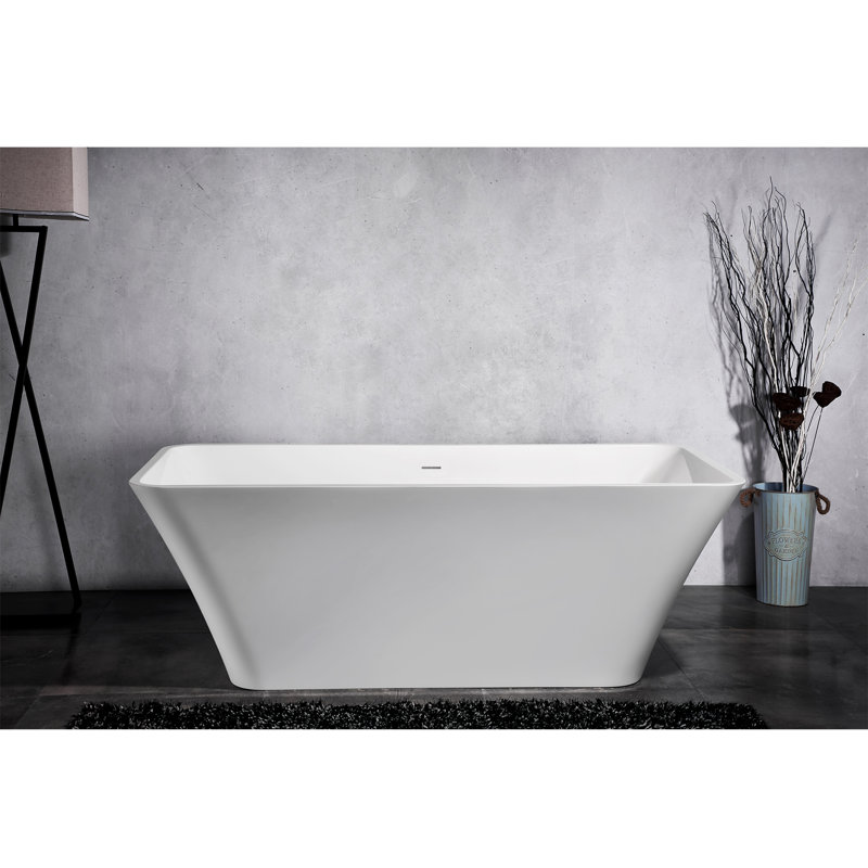 59'' White Acrylic Freestanding Soaking Bathtub