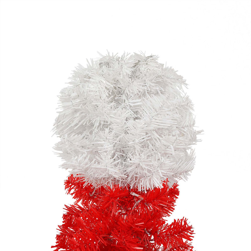 Ensemble de 2 arbres de Noël artificiels illuminés de style chapeau de père Noël 4 pi avec lumières blanches chaudes pour la décoration intérieure et extérieure