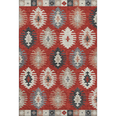 Premium Machine Washable Prisco Red Rug
