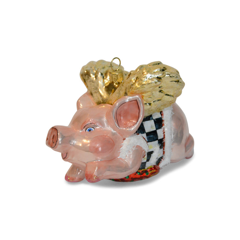 Flying Pig Glass Ornament