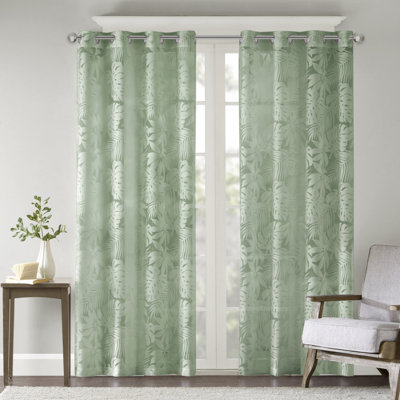 Feuille de palmier Burnout vert sauge 50 x 95 po
