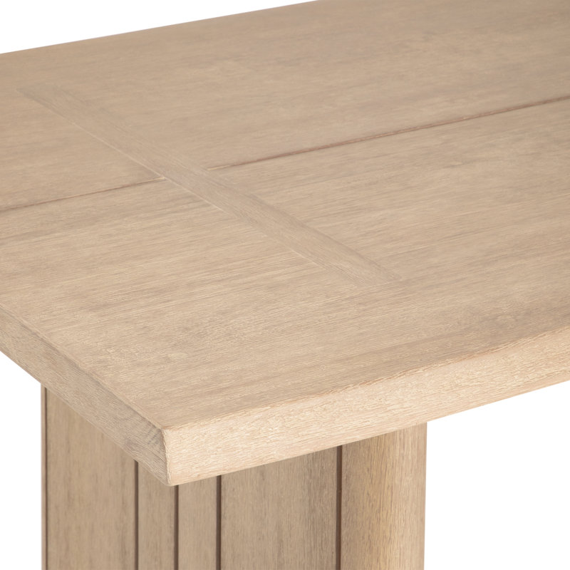 Table de bar d'extérieur Ladaryl en bois d'eucalyptus brossé naturel