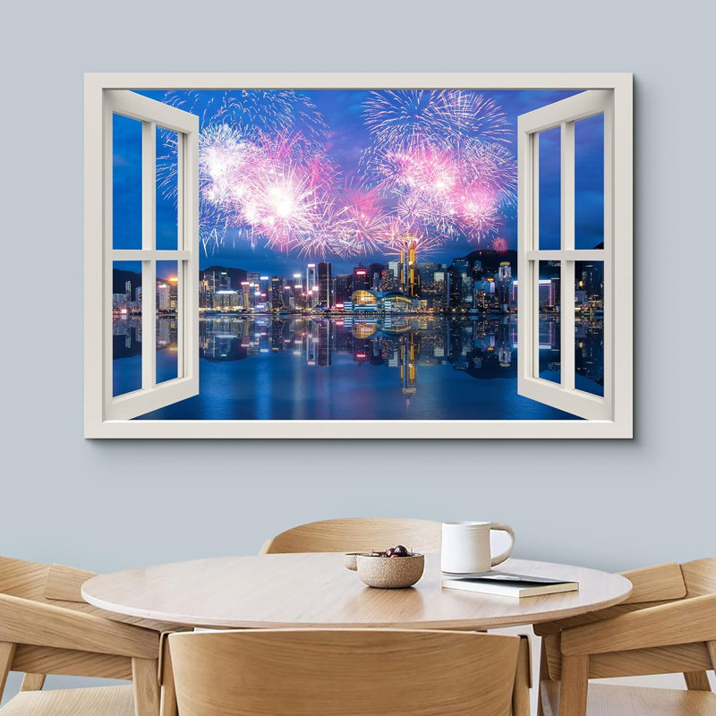 Fenêtre de paysage «Window View Australie Sydney Fireworks Parade Celebrations & Holidays Nature Images Landscape» sur toile