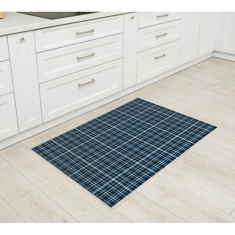 Tapis de cuisine Rocky Tartan, Rectangulaire 3 pi x 5 pi, Marine