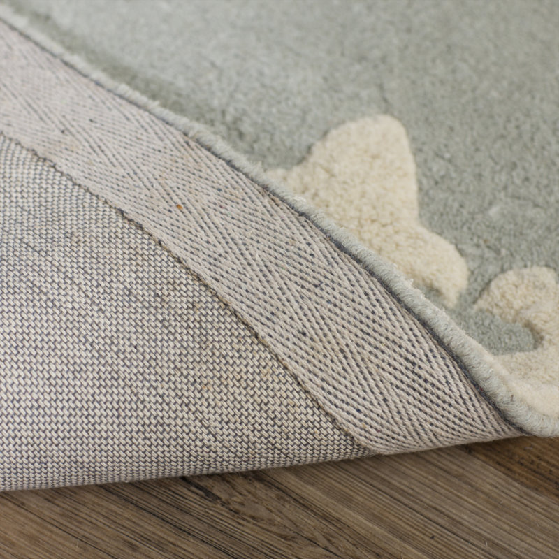Tapis gris clair / ivoire en laine touffeté à la main Camisa, Rond 4 pi
