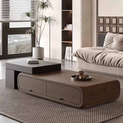 Walnut Solid Wood With Drawer Storage Coffee Table