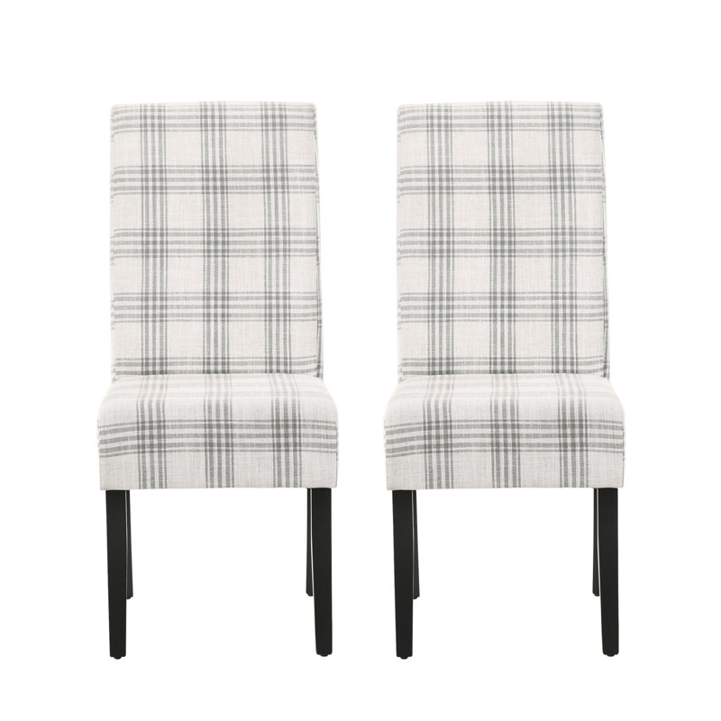 Upholstered Side Chair, Gray Plaid