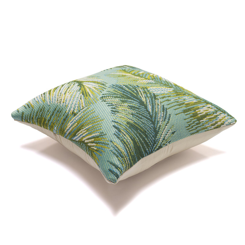 Floral Outdoor Throw Pillow, Aqua