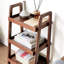 Étagère en chêne à 3 niveaux, couleur noyer, présentant des objets de collection en chêne, solution de rangement, couleur, petits espaces