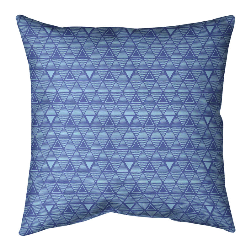 Triangles dessinés à la main Coussin décoratif, Duvet synthétique, Bleu double/bleu ciel, Polyester filé