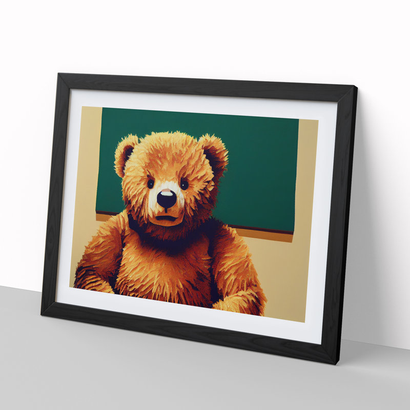 Victorious Teddy Bear - Framed Print, Black, 34cm H x 46cm W x 2cm D