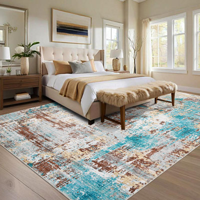 Tapis de salon Tapis abstrait moderne lavable Tapis de sol pour chambre à coucher, salle à manger, bureau à domicile, ferme, chambre de bébé