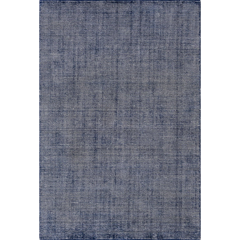 Tapis uni / rayé couleur bleu-ivoire Liabah, Rectangle 5 pi 3 po x 8 pi