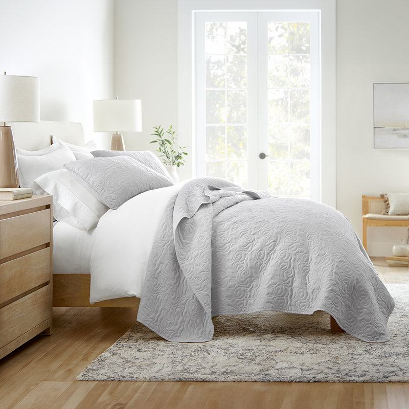 Ensemble de courtepointe Becky Cameron, Gris clair, Courtepointe simple + 1 taie décorative standard