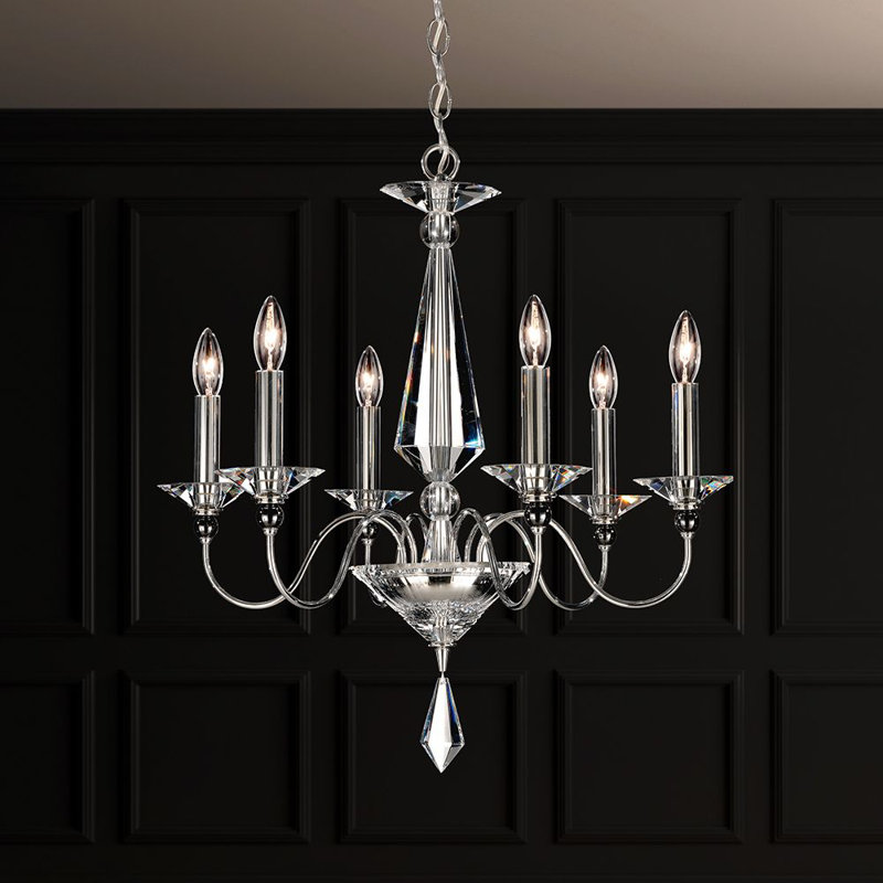 Jasmine 6 - Light Glass Chandelier, Silver, Optic Clear