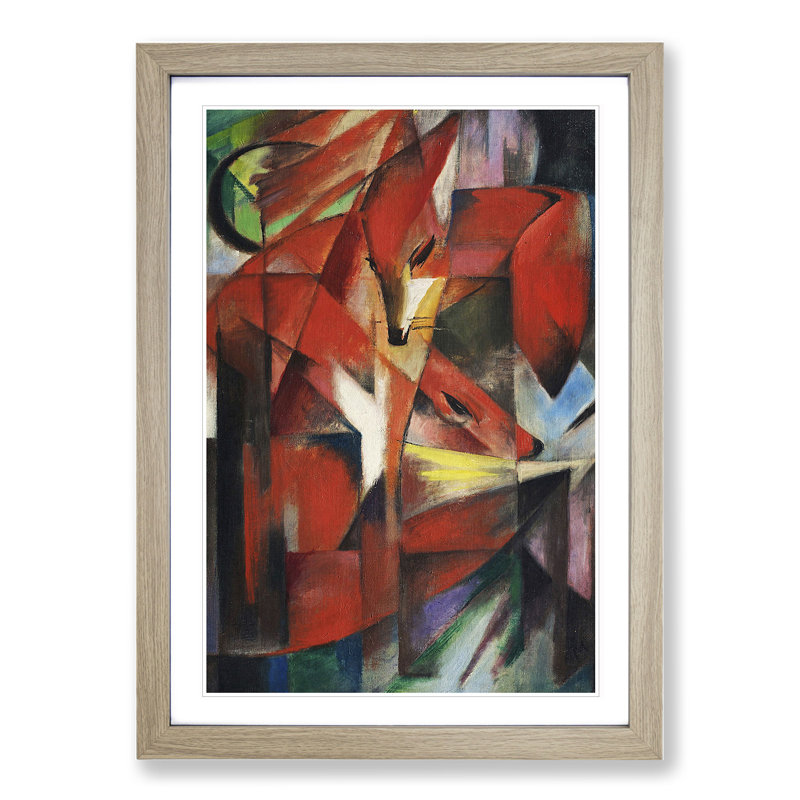 The Foxes Vol.1 by Franz Marc - Picture Frame Painting, 48cm H x 36cm W x 2cm D, Oak