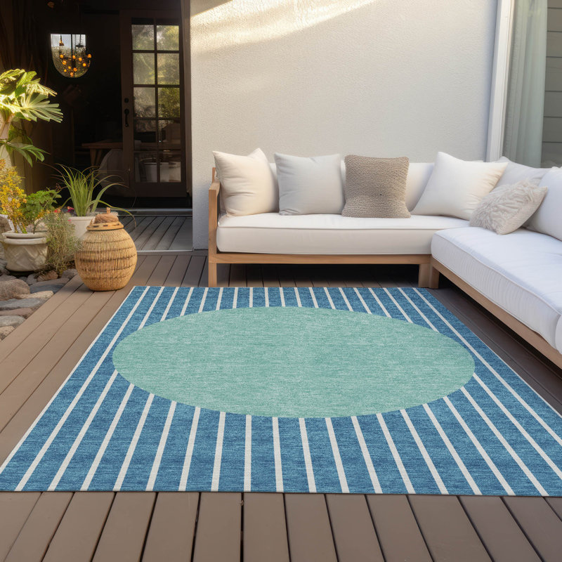 Machine Washable Indoor/Outdoor Chantille ACN994 Teal Area Rug, Rectangle 3' x 5'