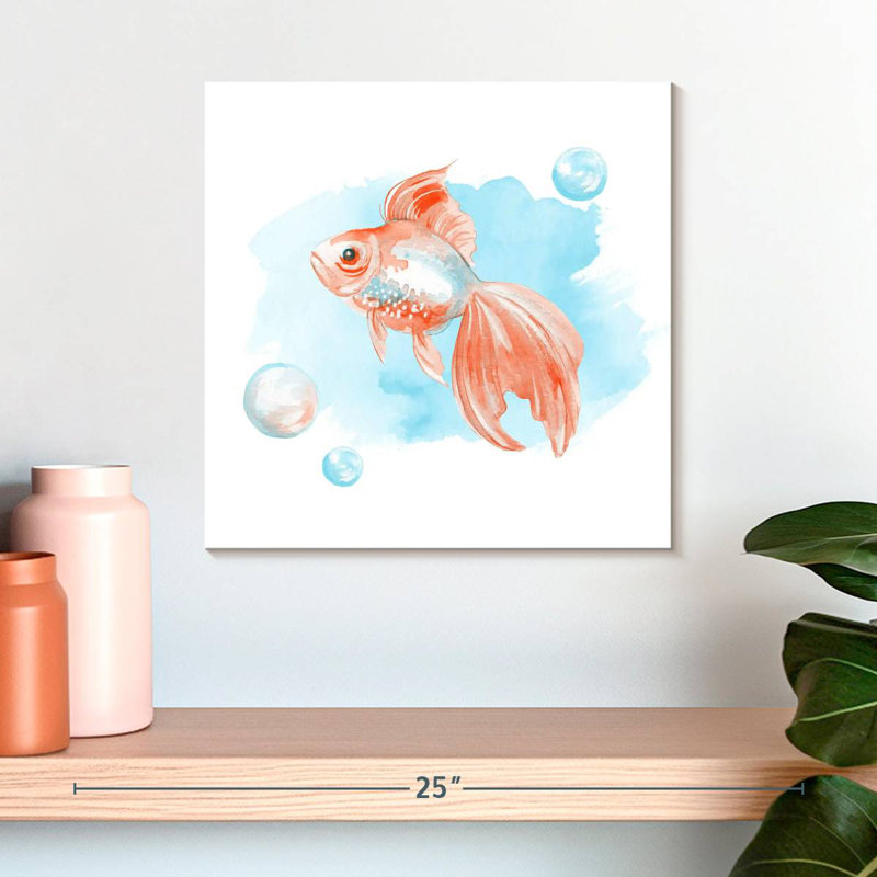 Crowle - poisson rouge pastel, H 16 po x l 16 po