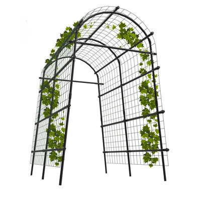 Garden Arch Trellis 7.2ft Extra Tall Metal Arbour for Climbing Plants, Outdoor Vegetable & Flower Support, Includes Clips & Netting