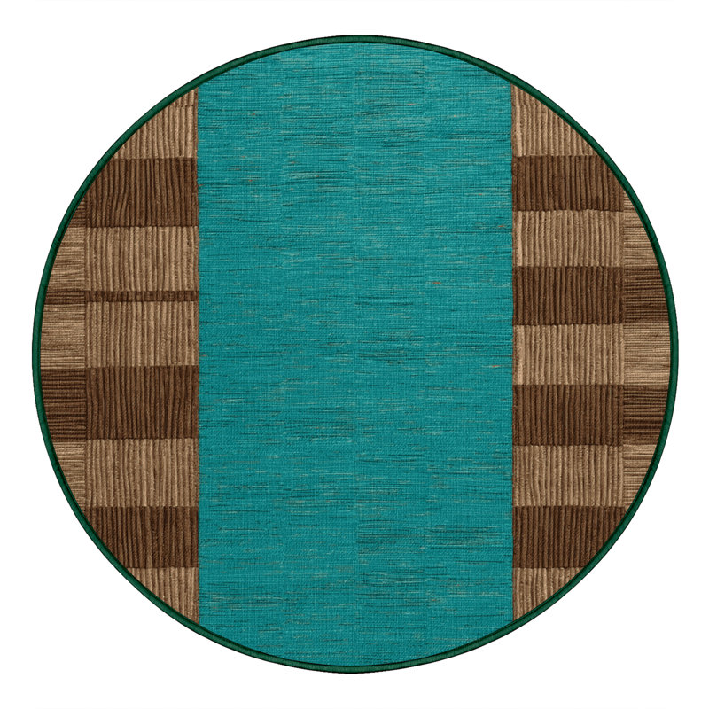 Tapis vert à carreaux lavable à la machine, Rond 7 pi