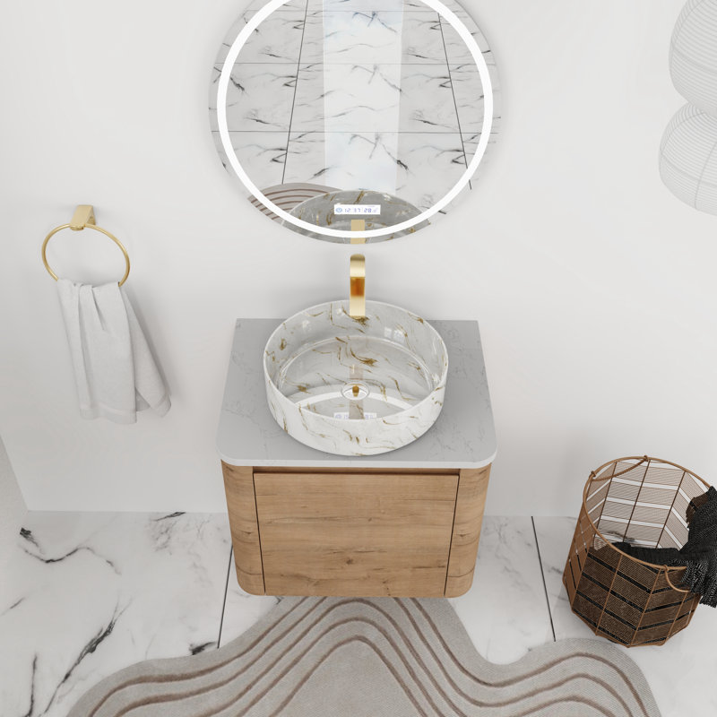Meuble-lavabo simple 24 po avec comptoir en quartz, 24